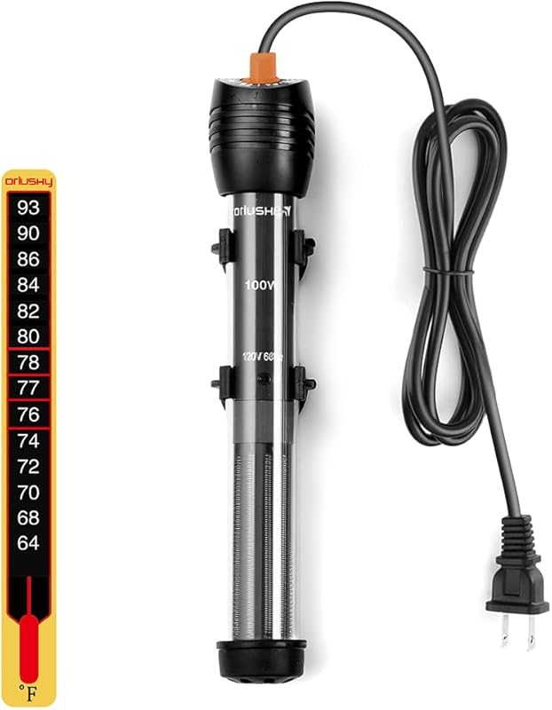 Orlushy 100W Adjustable Submersible Aquarium Heater with Suction Cups