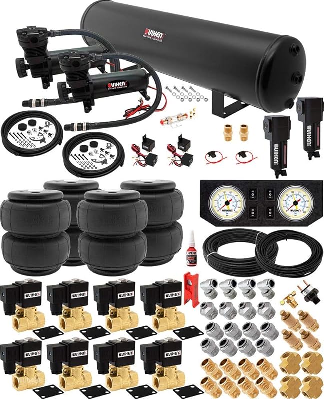 Vixen Air Suspension Kit for Trucks with Dual 200 PSI Compressor and 5