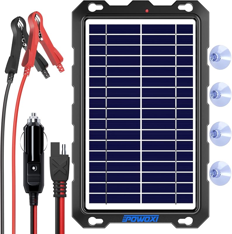 POWOXI 7.5W 12V Portable Waterproof Solar Trickle Charger for Boat and