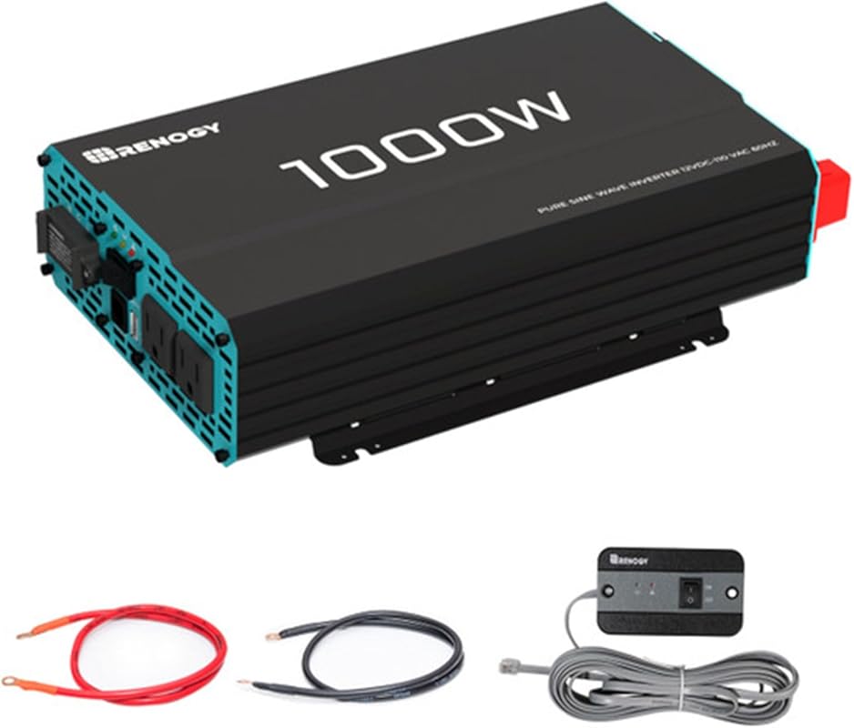 Renogy 1000W Pure Sine Wave Inverter with USB and Remote for 12V to 12