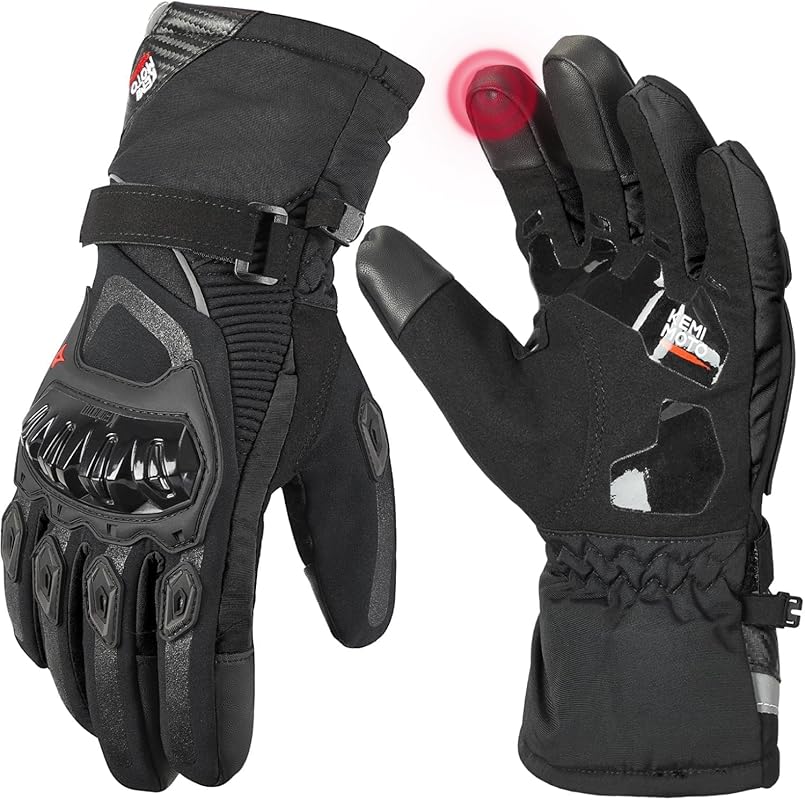 KEMIMOTO Winter Motorcycle Gloves with Rainproof Warm and Touchscreen
