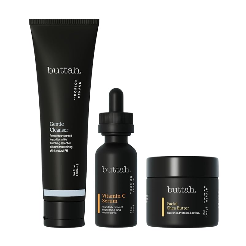 Buttah Skin Melanin-Rich Care Kit with Shea Butter, Vitamin C Serum, a