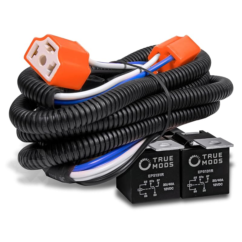 True Mods H6054 H4 LED Headlight Wiring Harness with Negative Switched