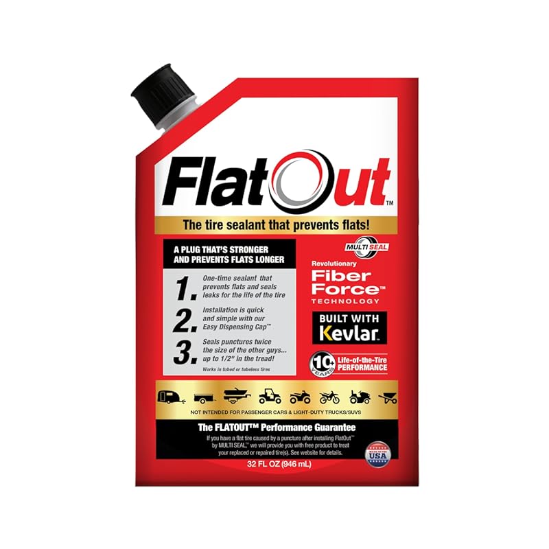 FlatOut Multi-Purpose Tire Sealant with Kevlar for Tubeless Tires and 
