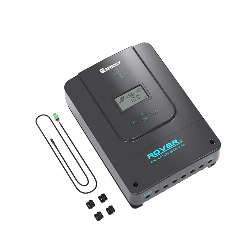 Renogy 60A MPPT Solar Charge Controller with Adjustable LCD for 12V to