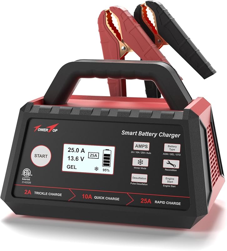 TowerTop 12V Smart Battery Charger with Engine Start and Winter Mode f