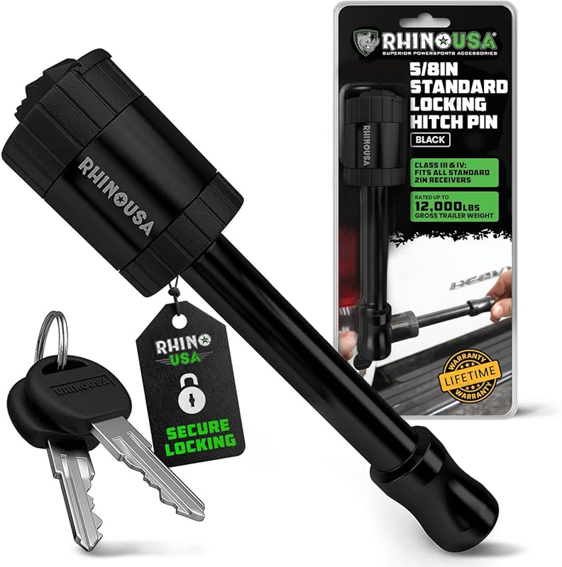 Rhino USA 2-Inch Weatherproof Anti-Theft Locking Hitch Pin for Class I