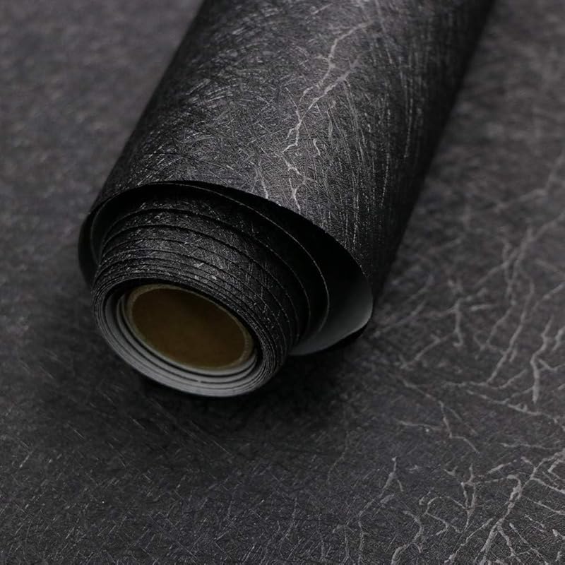 Black Silk Embossed Waterproof Peel and Stick Removable Wallpaper for 