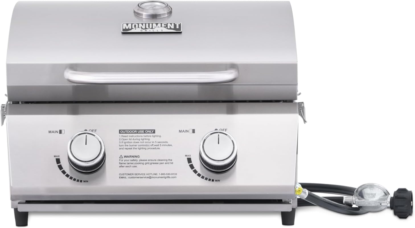 Monument Grills Tabletop Propane Gas Grill with Travel Locks and Built