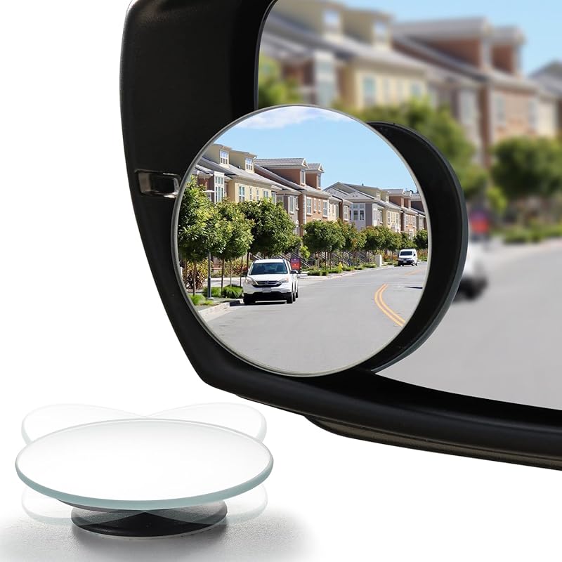 LivTee 2-Inch Round Blind Spot Mirror with HD Glass and Adjustable Sti