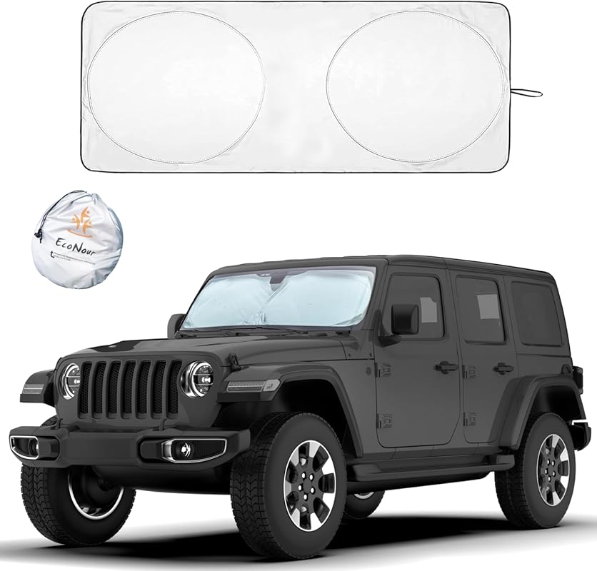 EcoNour Jeep Windshield Sunshade for UV and Heat Protection on Wrangle