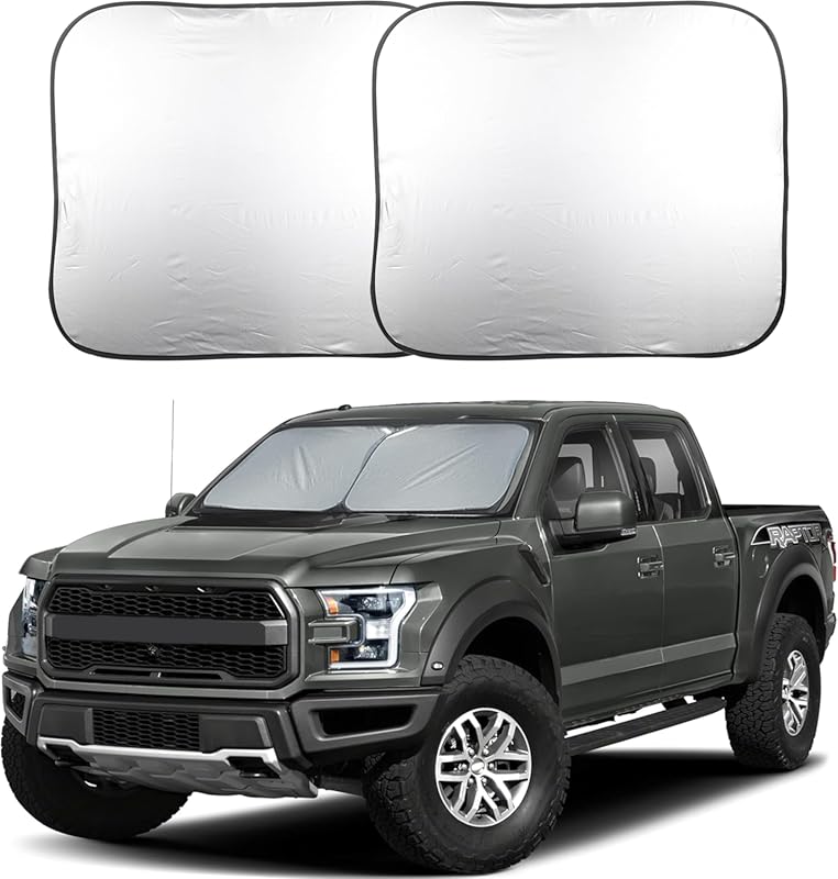 EcoNour 2-Piece Truck Sun Shade for Windshield with Foldable Design fo