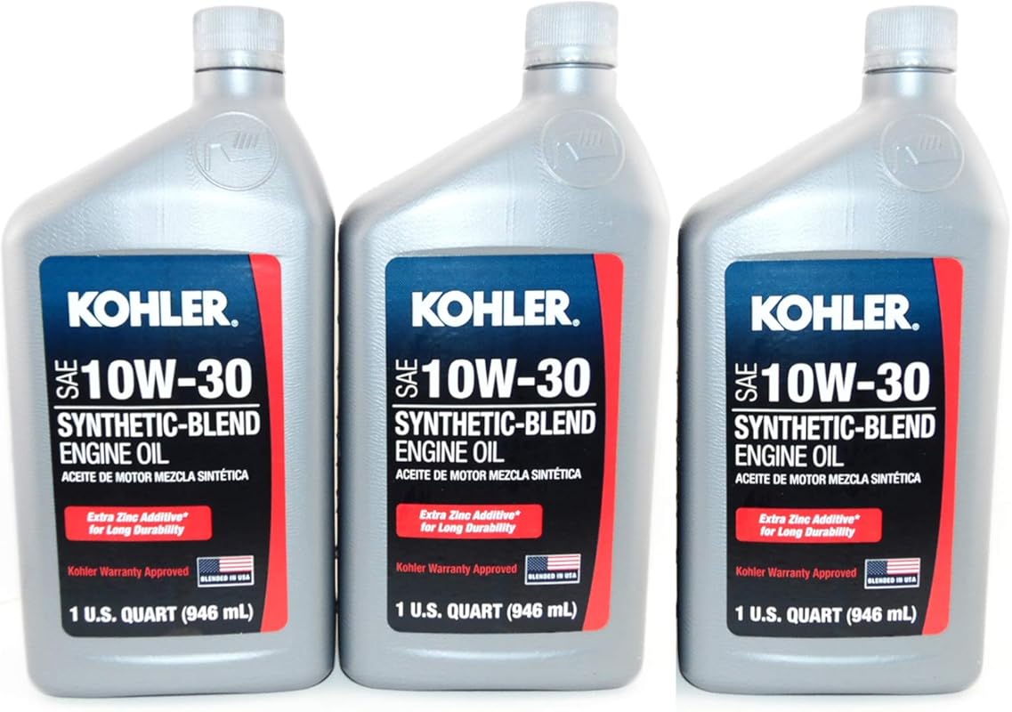 Maintenance 3 PK Kohler Engine 10W30 Synthetic Blend Motor Oil 1 Quart
