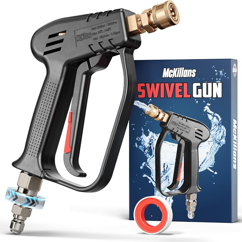 McKillans Pressure Washer Gun with Swivel and Quick Connector for Foam