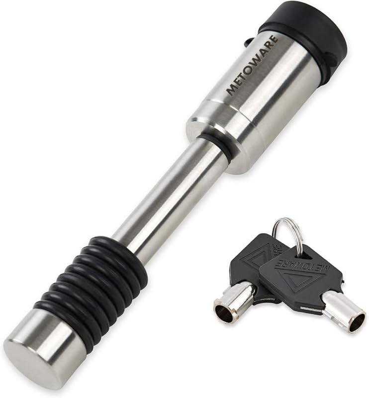 METOWARE Stainless Steel Trailer Hitch Lock with 5/8-Inch Pin for 2 an