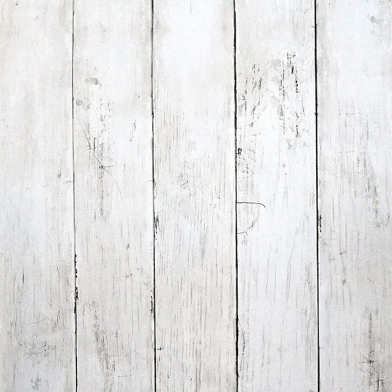 White Wood Plank Peel and Stick Wallpaper: Vintage Style, Removable, a