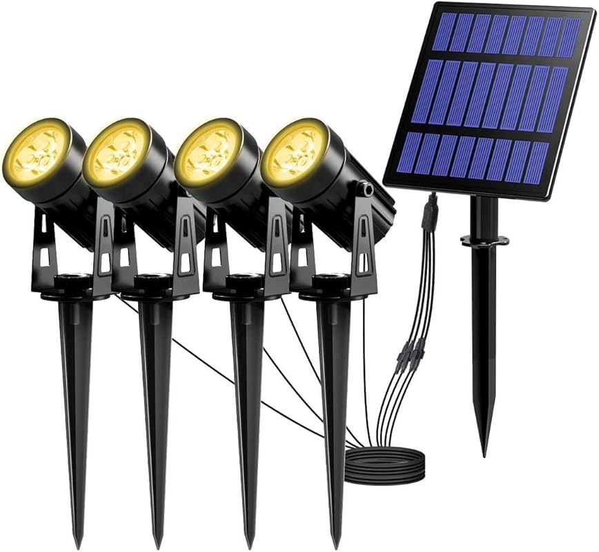 T-SUN Solar Spotlights with Separate Solar Panel, 5W LED, and Auto On/