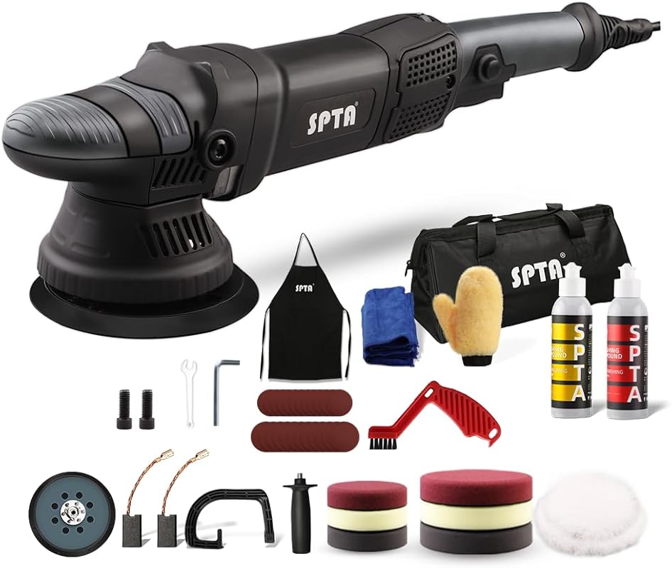 SPTA 5-Inch Dual Action Random Orbital Car Polisher with Detailing Kit