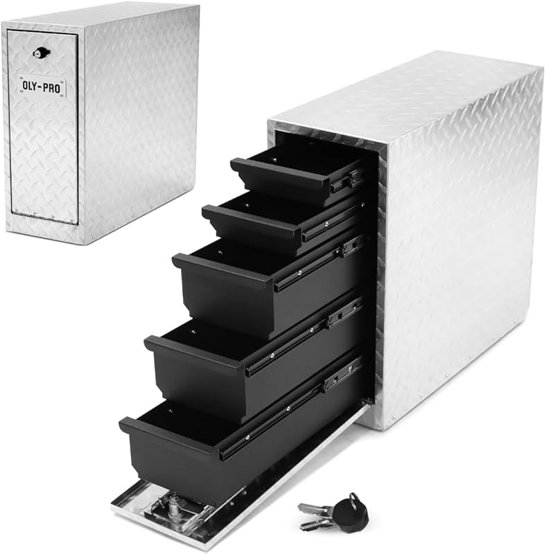 Heavy-Duty Lockable 5-Drawer Slide Tool Box for Pickup Trucks and Jobs