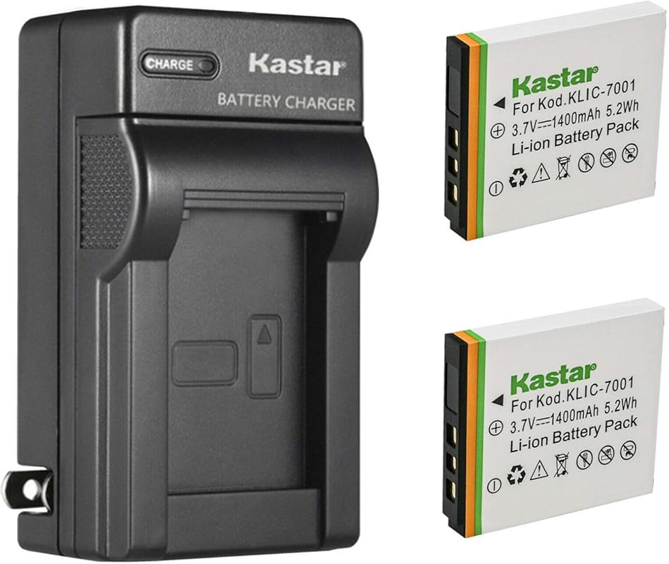 Kastar Two-Pack Battery and AC Wall Charger for Polaroid and Praktica 