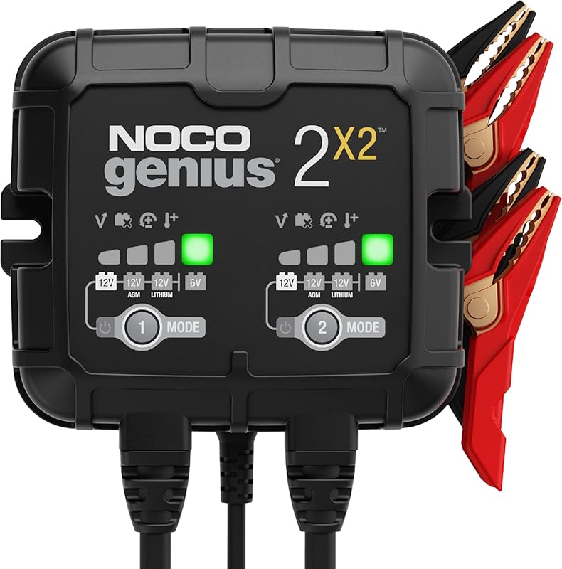 NOCO GENIUS2X2 4A 2-Bank Smart Battery Charger with Overcharge Protect