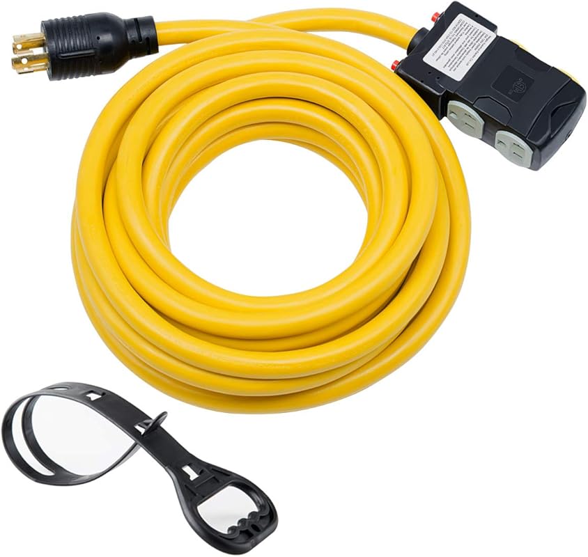 25-Foot Generator Cord with Surge Protector Breaker for 30 Amp and 750