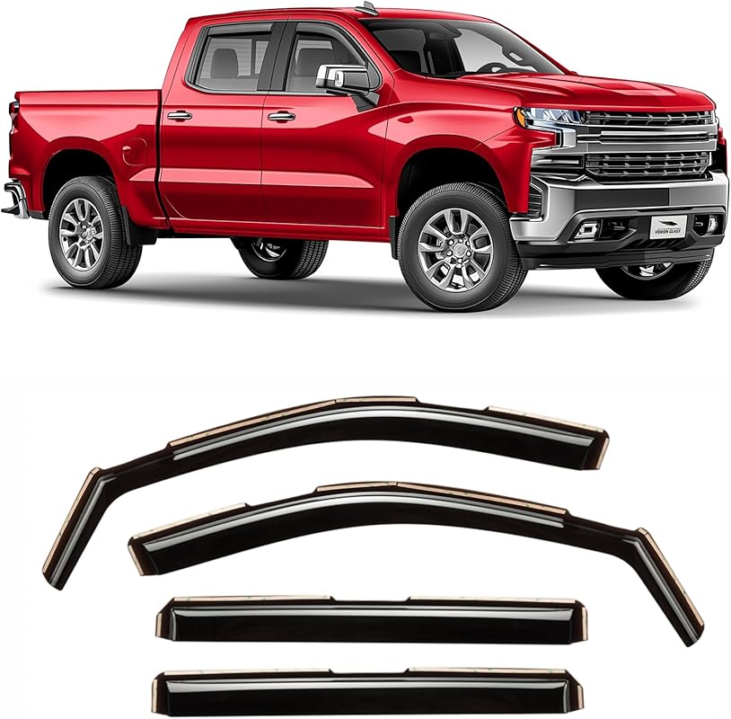 Voron Glass in-Channel Extra Durable Rain Guards for Chevy Silverado/G