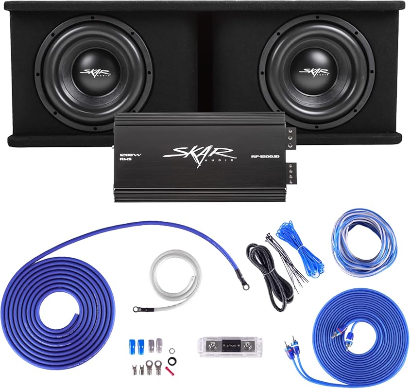 Skar Audio Dual 10-Inch SDR Series Subwoofer Bass Package with 2400W A