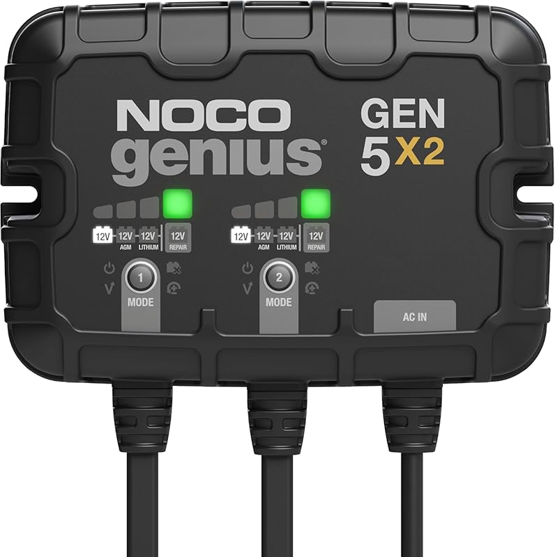 NOCO Genius GEN5X2 2-Bank 10A Marine Battery Charger with Overcharge a