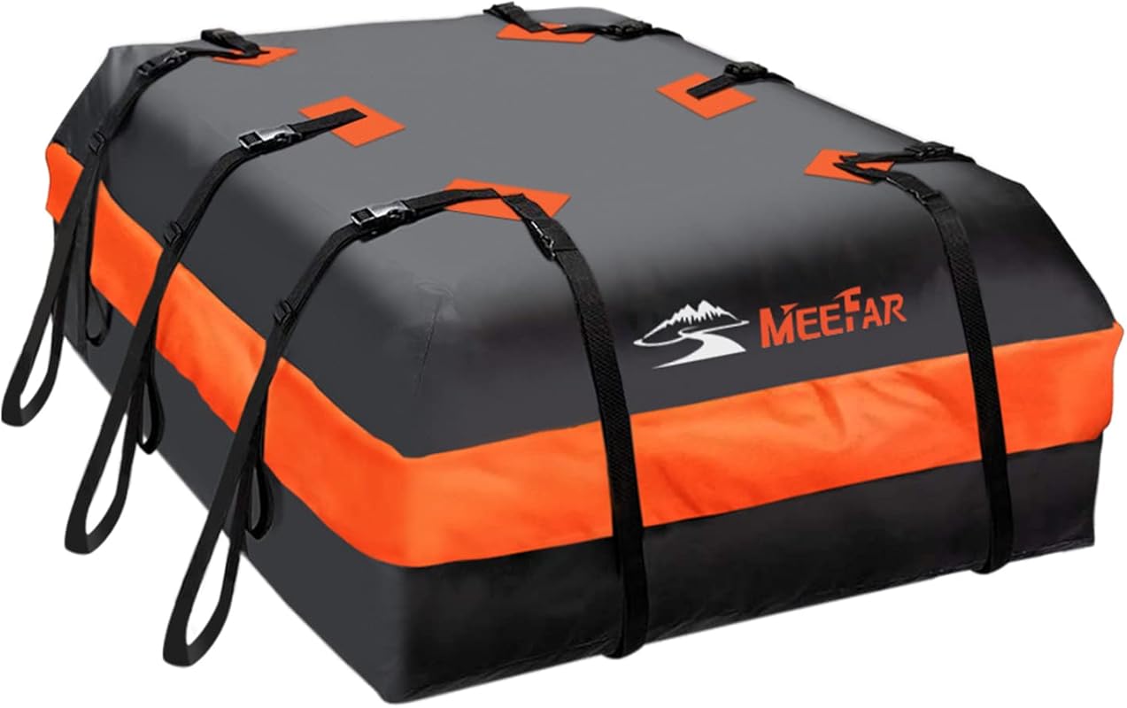 MeeFar Waterproof Rooftop Cargo Carrier Bag for All Cars, Includes Str