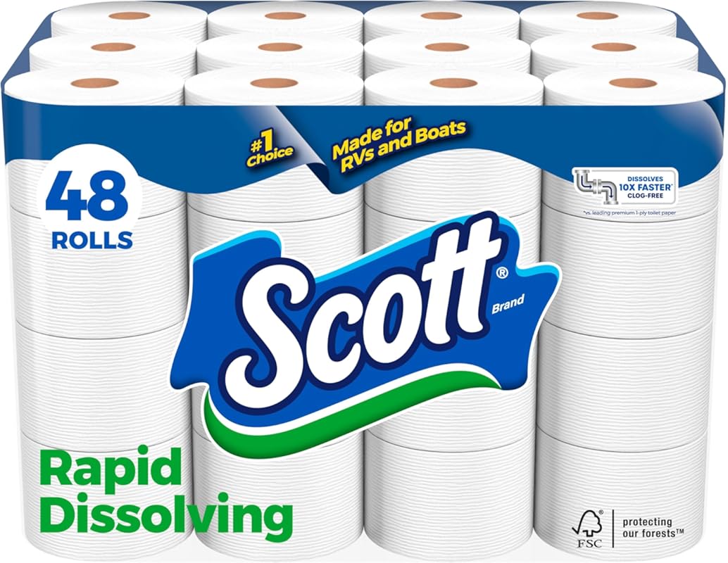 Scott Rapid-Dissolving Toilet Paper for Septic Tanks in 48 Double Roll
