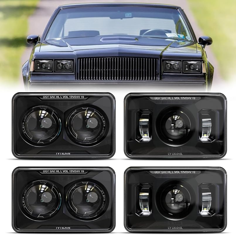 4x6 LED Headlights for Peterbilt 379, Hi-Lo Beam Rectangular DOT Appro