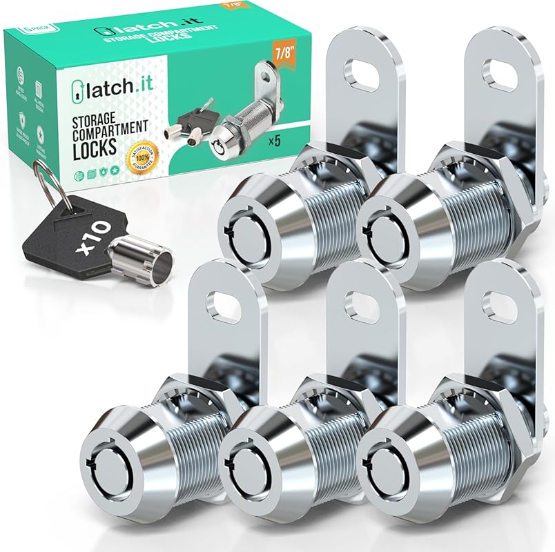 LATCH.IT 5-Pack RV Storage Locks with 7/8 Inch Cam Lock for Cabinets a