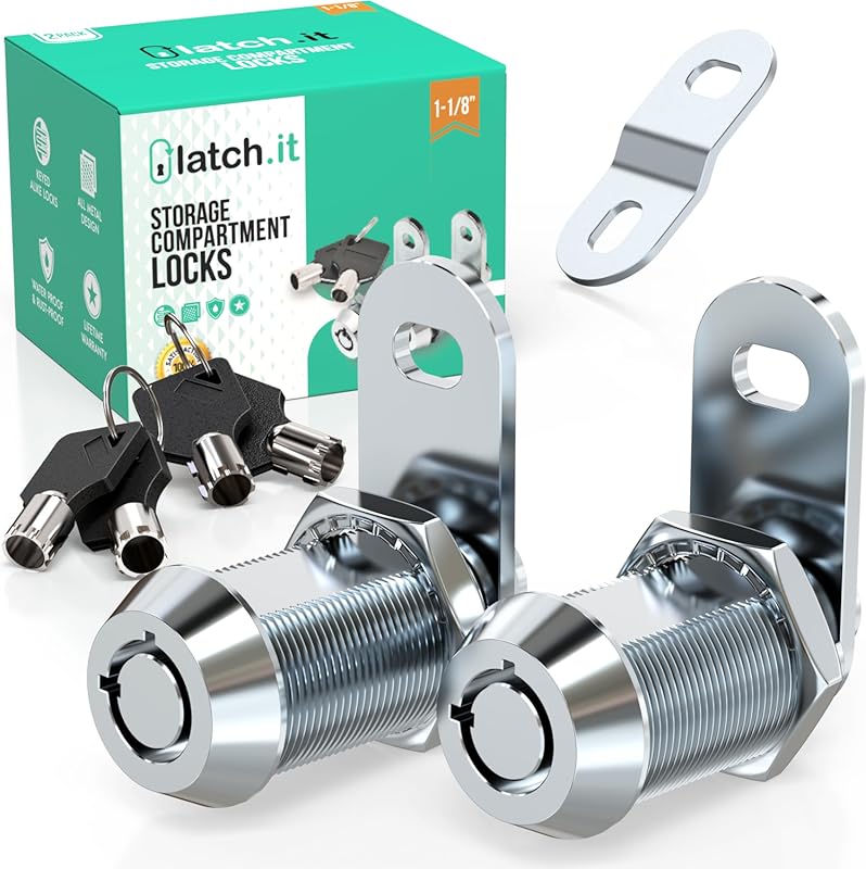 LATCH.IT 2-Pack RV Storage Cam Locks, 1-1/8 Inch for Cabinets, Toolbox