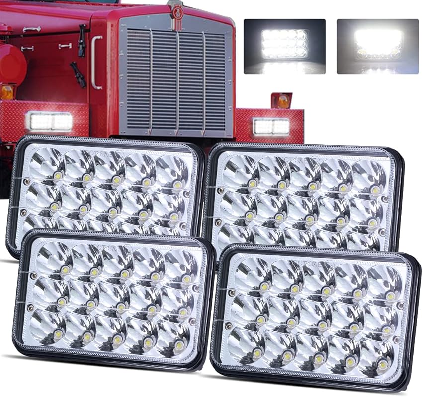 4x6 LED Headlights DOT Approved for Peterbilt 379, Hi-Lo Sealed Beam R