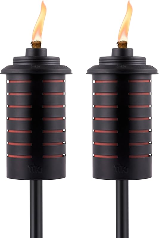 TIKI 2-Pack 65-Inch Black and Orange Weather-Resistant Outdoor Torches