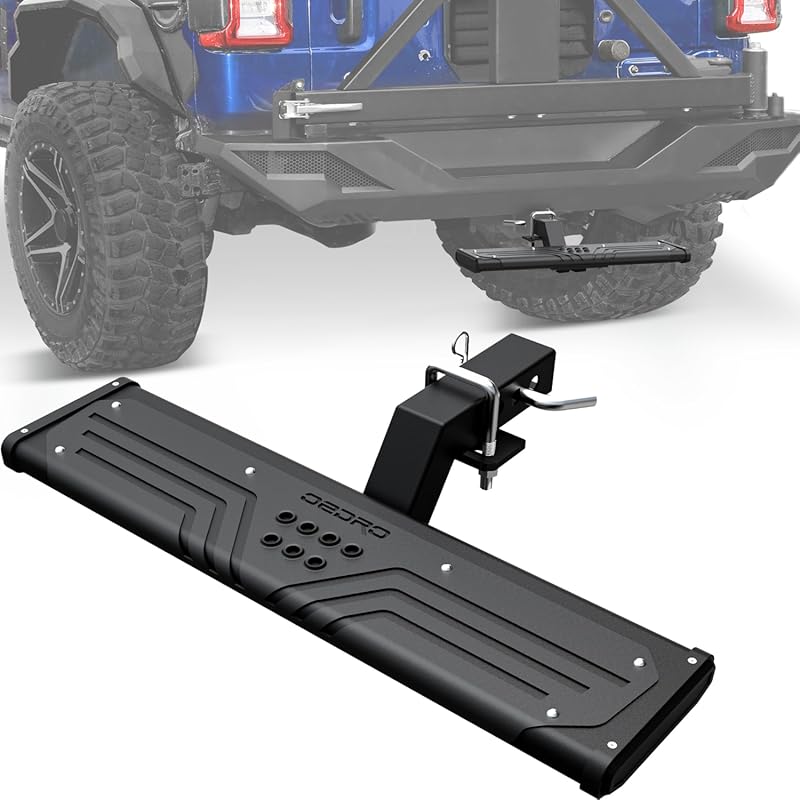 OEDRO Aluminum Hitch Step for 2" Receivers, Black Bumper Guard