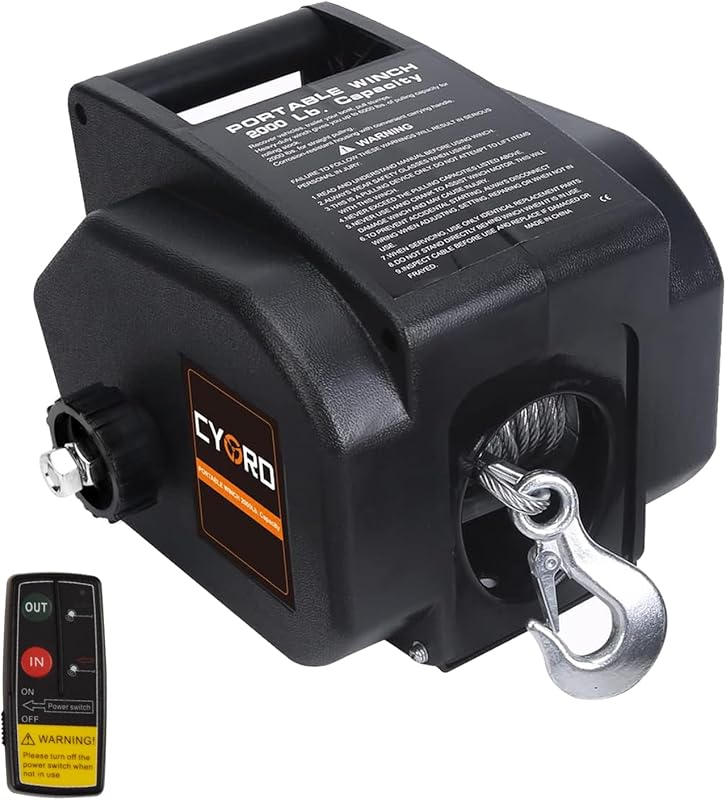 Reversible Electric Trailer Winch for Boats up to 2000 lbs with 12V DC