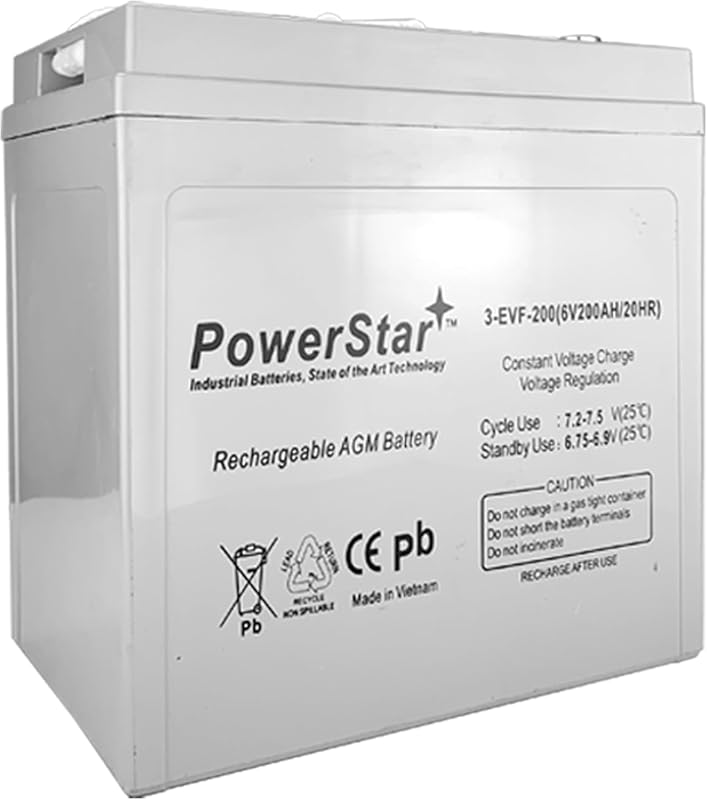 PowerStar Battery Compatible with Trojan T-105 6V Deep Cycle for Golf 
