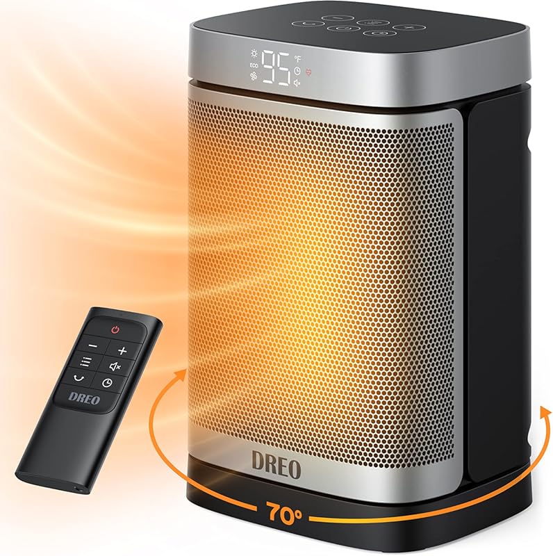 DREO 1500W PTC Ceramic Space Heater with Remote Thermostat 70-Degree O