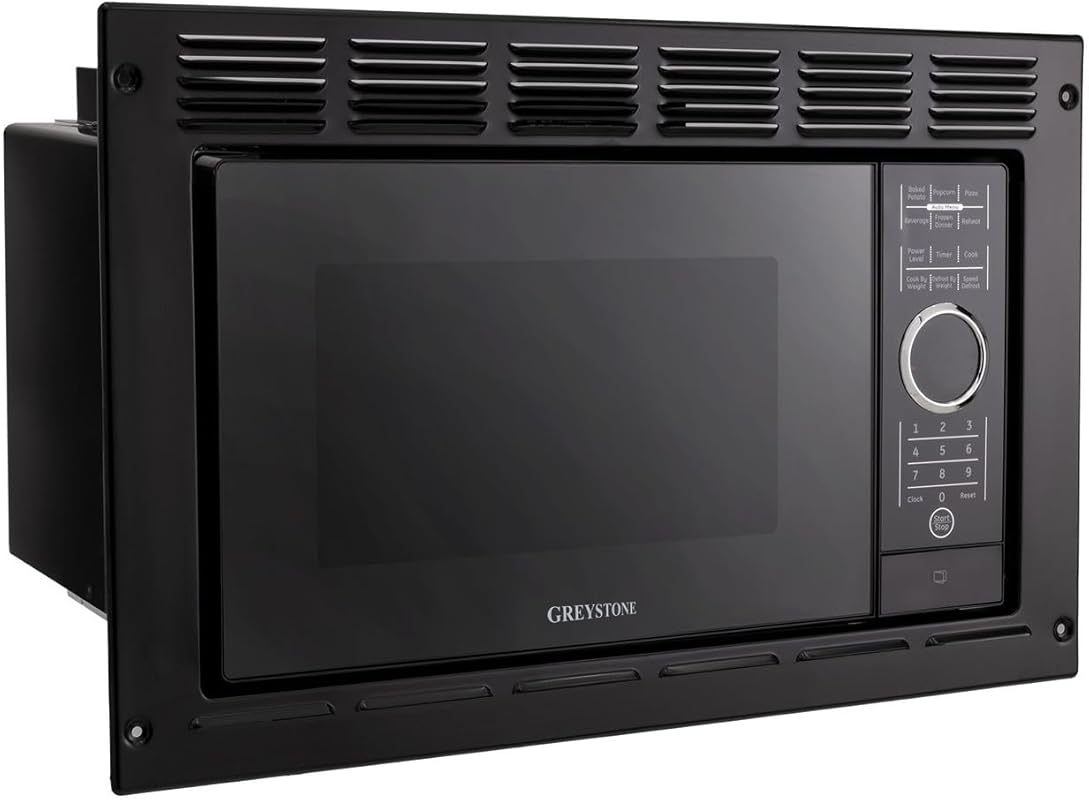 RecPro .9 Cubic Foot Black RV Microwave with Trim Kit and 900 Watts fo