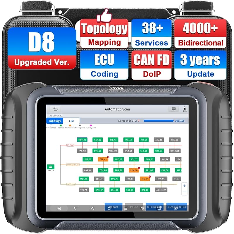 XTOOL D8S Bidirectional OBD2 Scanner with Topology Mapping and 42+ Ser