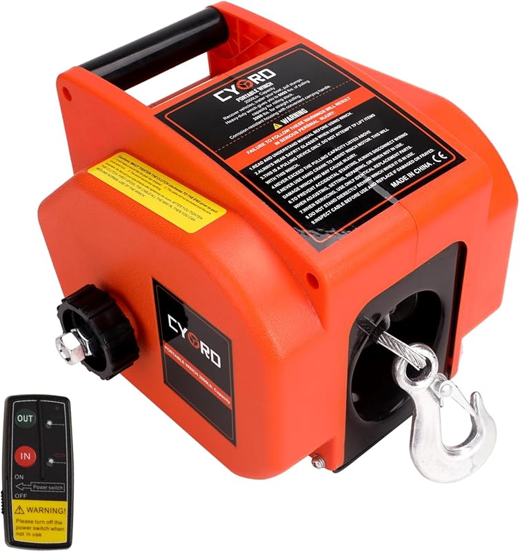 Reversible 12V DC Electric Boat Winch for Boats up to 2000 lbs with Wi