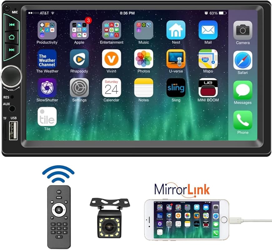 Leadfan 7-Inch Double Din Car Stereo with Touchscreen, Backup Camera, 