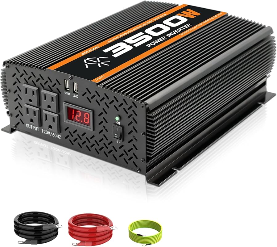 3500W 12V to 110V Truck Inverter with LCD Display and Multiple Ports