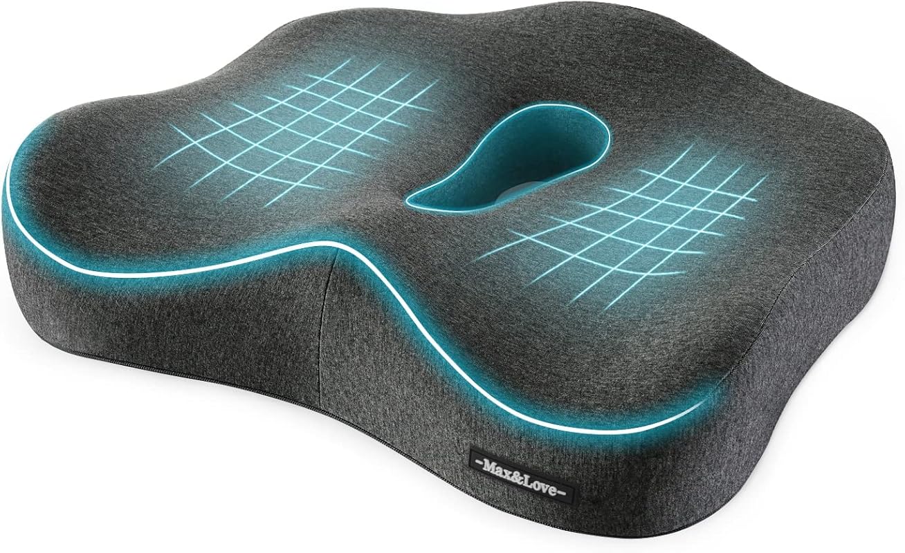 Memory Foam Seat Cushion for Relief from Sciatica, Tailbone, and Lower Back Pain