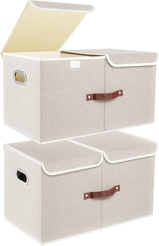 TYEERS 2-Pack Extra Large Collapsible Storage Bins with Lids and Compa