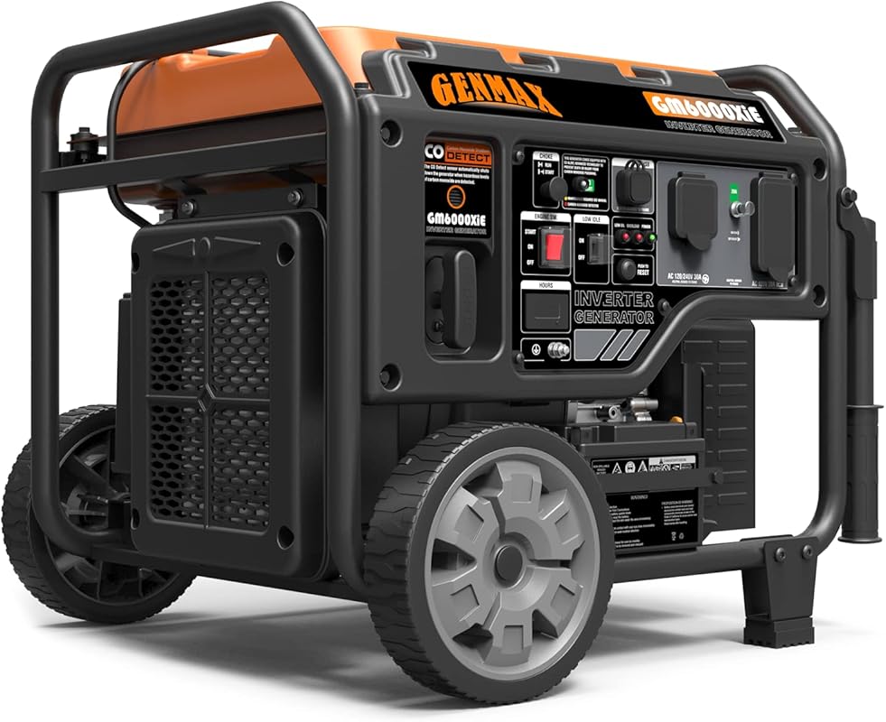 GENMAX 6000W Portable Inverter Generator with Electric Start for Home 