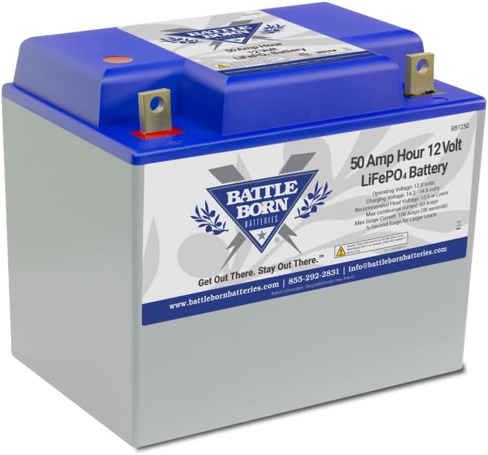 Battle Born 50Ah 12V LiFePO4 Battery with Internal BMS and Temperature
