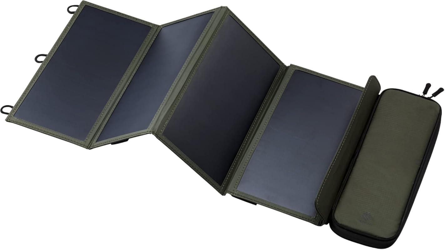ELECOM NESTOUT 28W Portable Solar Panel with Dual USB-A Ports, 4-Panel